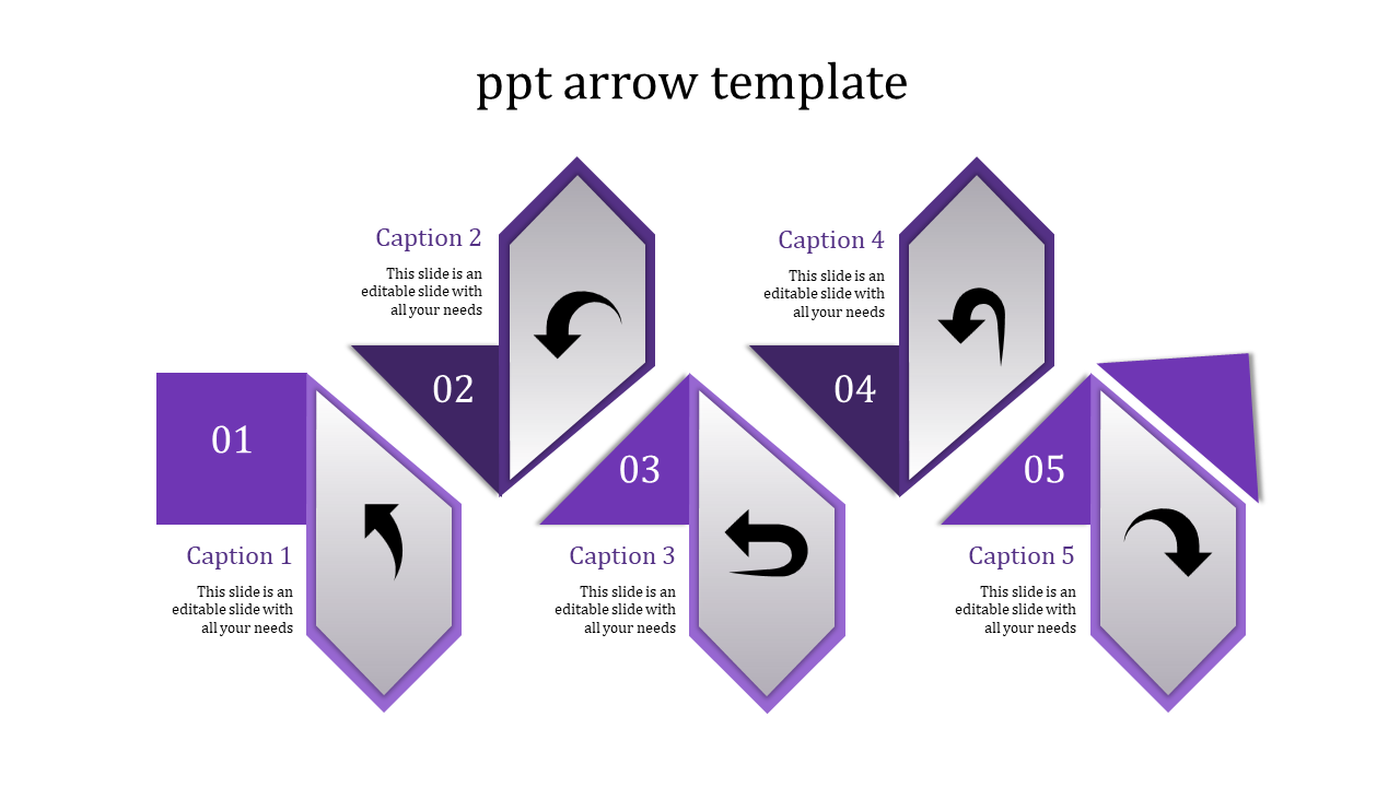 5 Purple  PPT Arrow Template 